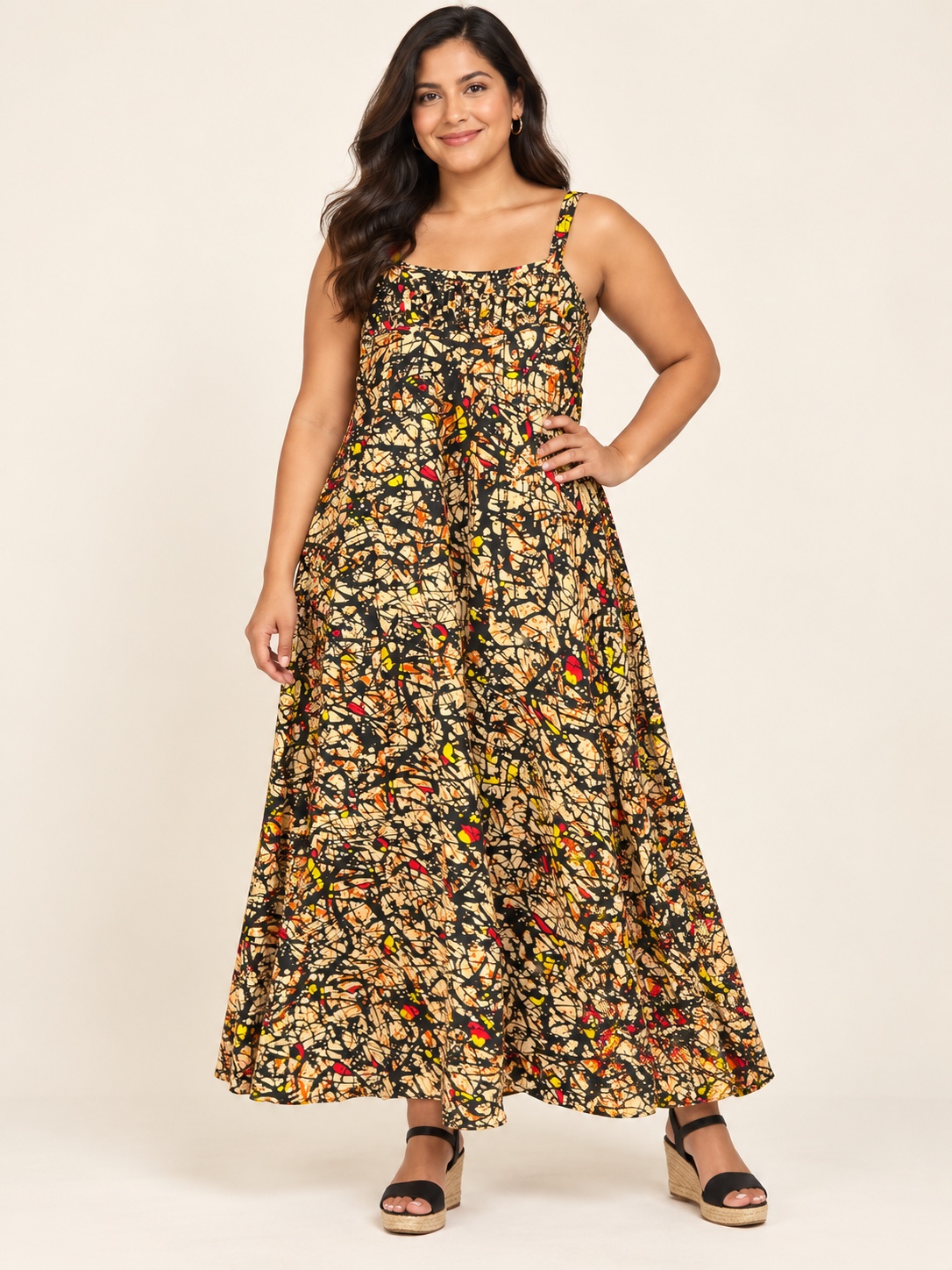 Style #301 maxi dress in multicolour splatter print