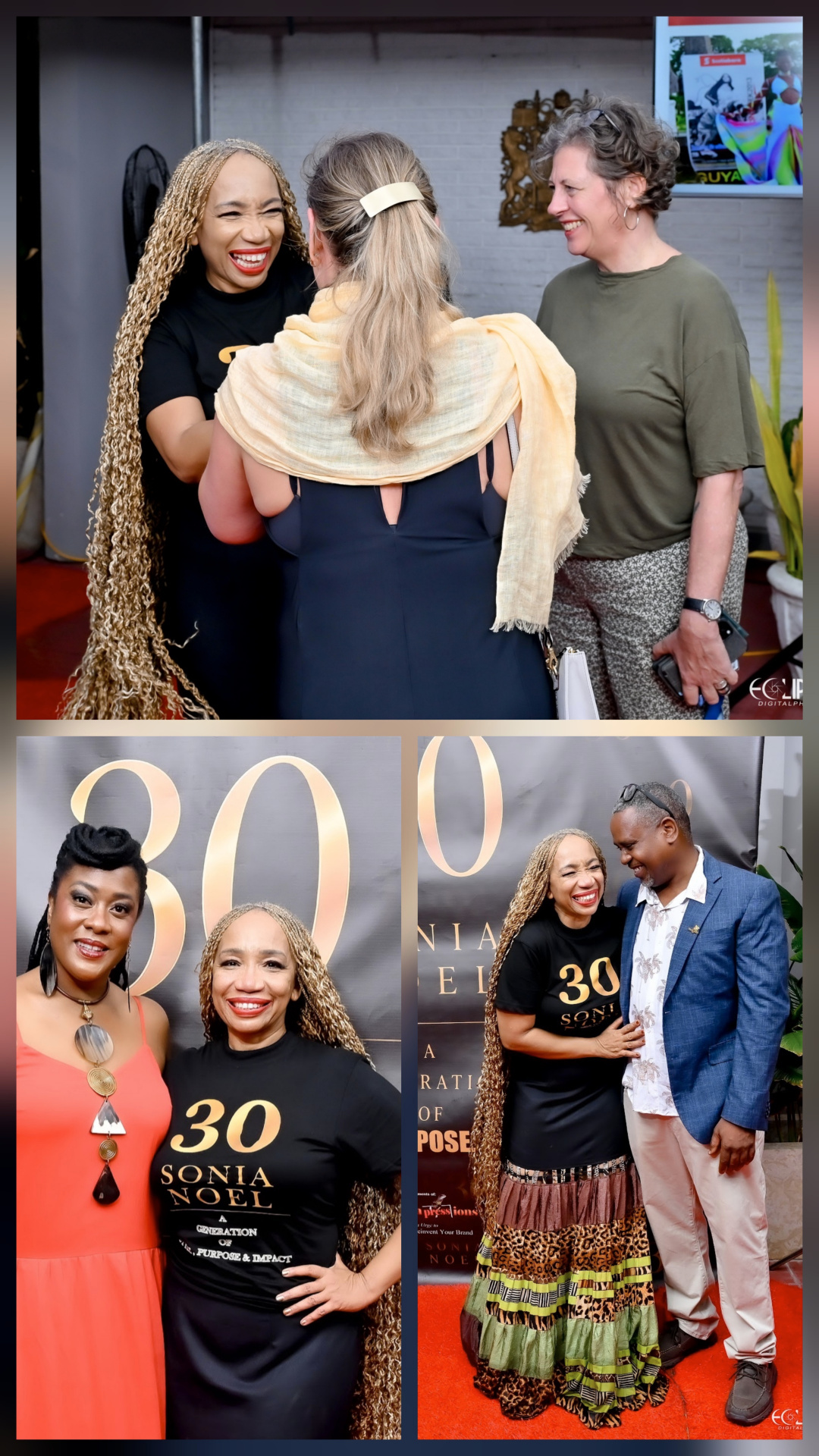 Warm embraces, portraits with guests, and candid moments at the 30th anniversary